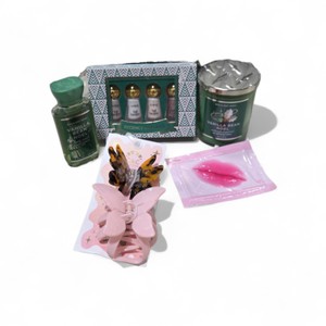 Mixed Gift Lot - Vanilla Bean Noel Bath and Body Works set, Regency Romance Nail Polish, Hair Clips, and Lip Mask