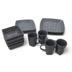 Gray Dishware Lot - Plates, Bowls and Mugs