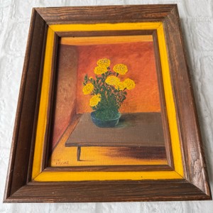 Floral oil painting signed IRENE KUSCHKE