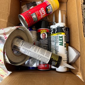 caulk, paint stuff & flex seal