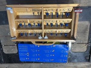 Assorted Ryobi Routers, and KingTool Driving Bits.