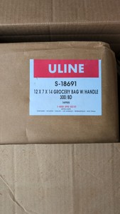 New unopened Uline grocery bags with handles
