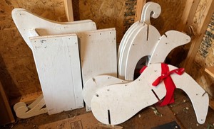 homemade decorative sleigh with reindeer