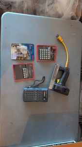 leather alphabet and number stamping kit with electric stapler and electric label maker ass pictured