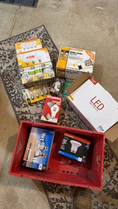 Large Bulk Lot LED & Halogen Light Bulbs  Assorted Types, New & Partial Packs