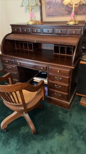vintage wooden desk and chair
