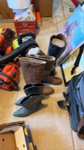 three pairs of used womens boots