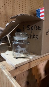 Box of eight glass spice jars