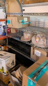 storage shelf stainless steel on wheels - contents not included