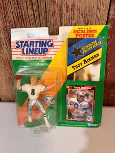 Sealed 1990 Starting Lineup Troy Aikman Figure w Card & Special Series Poster  Dallas Cowboys Kenner MOC