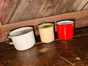 Vintage Enamelware Camping Cups & Mugs  3 Piece Lot