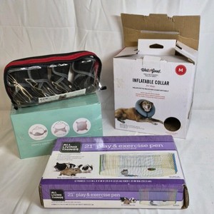 Pet Supplies Lot  Inflatable Collar Play Pen Grooming Kit