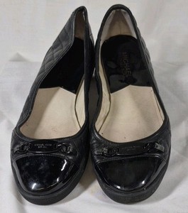Michael Kors Black Ballet Flats with Patent Toe