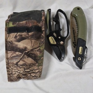 Anvil Hand Pruner Shears Lot with Camo Sheath Garden Clippers