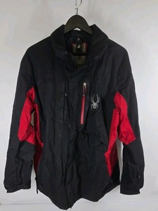 Spyder Mens Ski Jacket Black Red Full Zip Insulated Coat Size XL