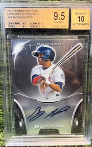 2013 Bowman Sterling Prospect Autographs Byron Buxton Beckett Graded 9.5 Autograph 10