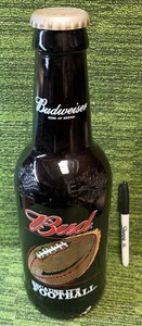 Budweiser Bottle Bar Display NFL football GIANT Glass Decor 15 Beer Mancave