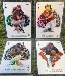 2023 Topps All Aces Insert Lot (4) Randy Johnson, Max Scherzer Sandy ALCANTARA Luis Castillo MLB