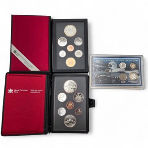Royal Canadian Mint Coin Set Lot  Americas Obsolete Coin Collection - 1980 & 1989 Canada Sets  Silver QuarterDime
