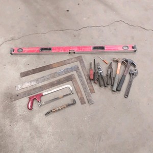 Level, Squares, Hacksaw, Screw Drivers, Hammers