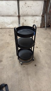 3-tier round metal utility rolling cart 32 tall