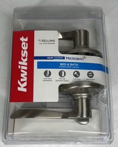 Kwikset Bed & Bath Door Lever Handle Satin Nickel Microban Reversible