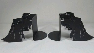 Metal Irish Setter Dog Bookends Black Silhouette Shelf Decor Display