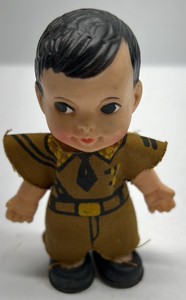 Vintage Boy Doll Painted Hair Cloth Outfit Plastic Figure Toy
