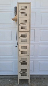 Vintage Metal Locker Cabinet 6 Door Industrial Storage School Gym Style