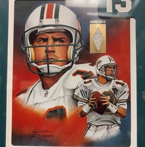 Dan Marino 2000 Game-Used Jersey Relic - Gallery Collection Artwork - Miami Dolphins 10.5 x 12.5