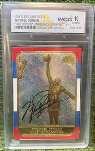 1998 Fleer 23KT Gold Michael Jordan 1986 Rookie Prism Holo WCG 10