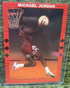 1990 Michael Jordan Moon Layup Air Jordan Chicago Bulls Red Promo Card 23