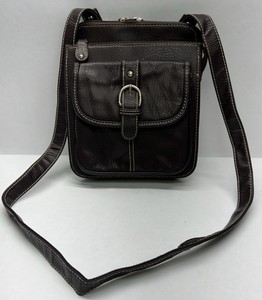 Brown Crossbody Bag Buckle Front Pocket Shoulder Purse Multi Compartment