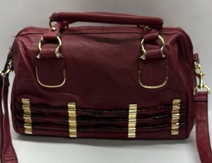 Rampage Red Satchel Handbag Gold Hardware Shoulder Purse Multi Zip