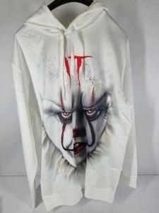 IT Pennywise Graphic Hoodie White Horror Clown Pullover Sweatshirt XXL