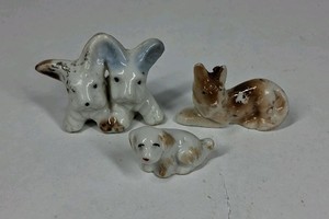 Vintage Porcelain Animal Figurines Japan Rabbits Dog Miniature