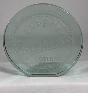Green Glass Decorative Plate Expect Excellence Nothing Less Embossed Dish