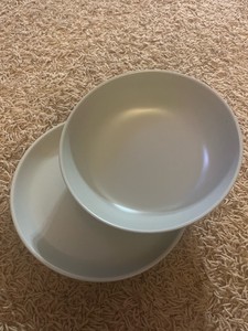 8 piece dinner set  smoke grey color  four 8 salad plates, four 7.75 dinner bowl