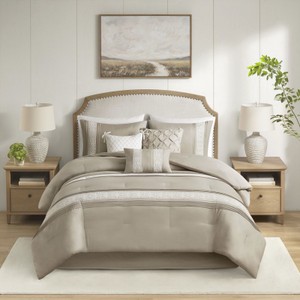 Queen  Madison Park Marla 7-Piece Lace Trim Comforter Set with Throw Pillows