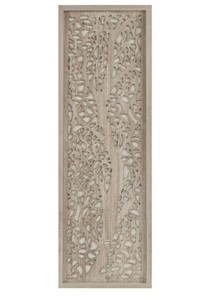 Madison Park Laurel Wall Art - Laser Cut Carved Botanical Tree Branches, Genuine Fir Wooden Framed, Rustic Finish - Modern Farmhouse Dcor for Living Room, Ready to Hang Panel, 12 x 36,