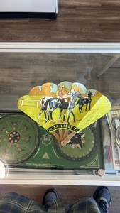 1923 French horse racing themed alcohol advertising fan