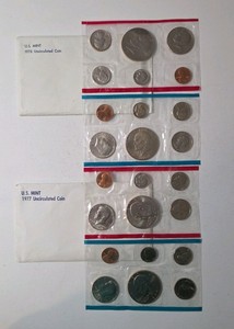 1976 US Mint Uncirculated Coin, 1977 US Mint Uncirculated Coin