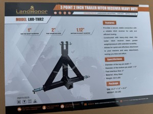 3 Point 2 Inch Trailer Hitch Receiver Heavy Duty  LandHonor  2026  Unused  LHR-THR2
