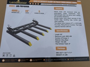 4000Lb Capacity Clampa-On Pallet Forks Bucket Forks  LandHonor  2026  Unused  LHR-PBF4000A