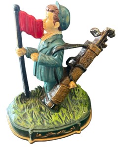 Vintage Cast Iron Golf Caddy Doorstop