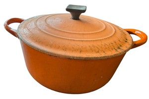 Vintage Le Creuset Flame Orange Cast Iron Dutch Oven