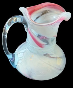 Pink & White Petite Swirl Art Glass Vase