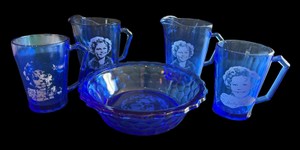 Cobalt Blue Shirley Temple Glass Dishes