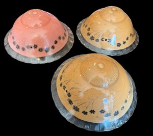 Three Vintage Art Deco Glass Ceiling Shades