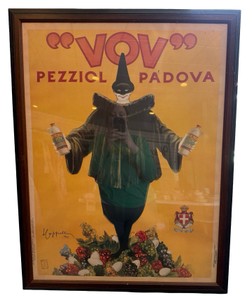 Vintage Framed Advertising Poster for Vov pezziol Liqueur